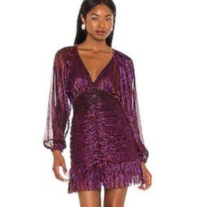 Revolve Ines V Neck Ruched Mini Dress in Multi NWT